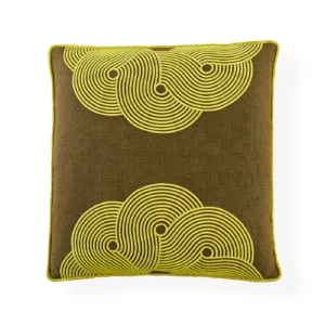 UK KIT POMPIDOU HALF CIRCLES PILLOW - AVOCADO/YELLOW - 18" X 18" - (33737/10539) - 33739