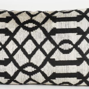 KISSENHÜLLE HANDMADE SILK/ VELVET SCHWARZ-OFFWHITE