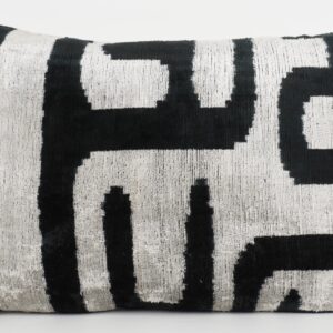 KISSENHÜLLE HANDMADE SILK/ VELVET OFFWHITE-SCHWARZ