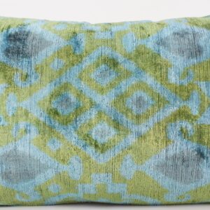 KISSENHÜLLE HANDMADE SILK/ VELVET MINT-BLAU-OLIVE