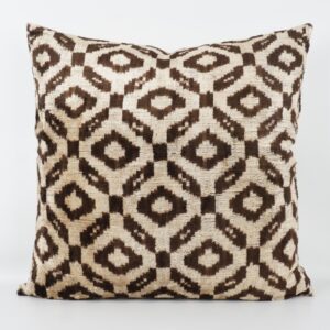 KISSENHÜLLE HANDMADE SILK/ VELVET BRAUN-OFFWHITE