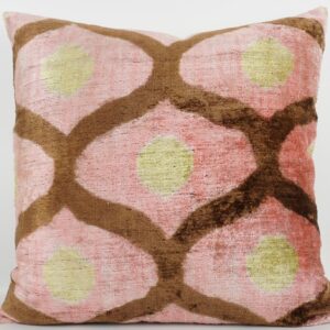 KISSENHÜLLE HANDMADE SILK/ VELVET ROSE-HELLBRAUN-GELB