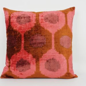 KISSENHÜLLE HANDMADE SILK/ VELVET ORANGE-BRAUN-FLIEDER-ROSE