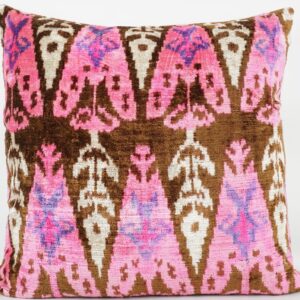 KISSENHÜLLE HANDMADE SILK/ VELVET ROSE-PINK-BRAUN-MULTI